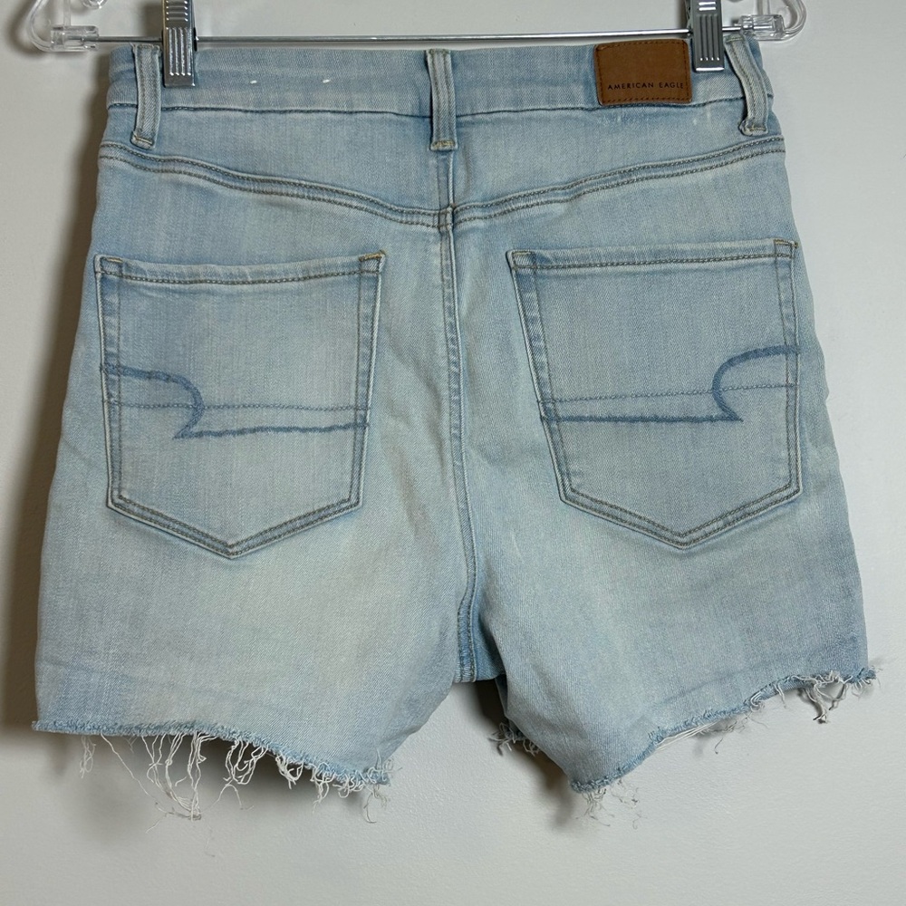 American Eagle curvy High-Rise shortie denim shorts light wash Size6 distressed - Picture 5 of 13